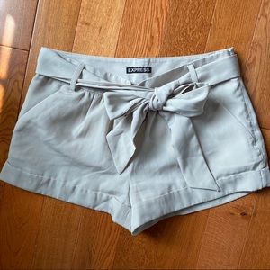 Tan Dressy Shorts with Side Zip and Waist Tie